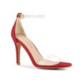 thumbnail image 1 of BLISSFUL STEP Sandales à Talon Aiguille à Bride Cheville Transparente pour Femmes Rouge 7, 1 of 7