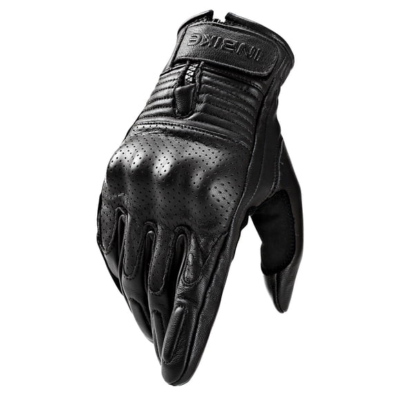 EMMO Durable Leather Riding Gloves with Elastic Wrist for E-Bike Riders, Cycling, Motorcycles, E-Scooters & E-Mopeds (reinforced palm, ergonomic knuckle padding, easy-wear zipper closure)