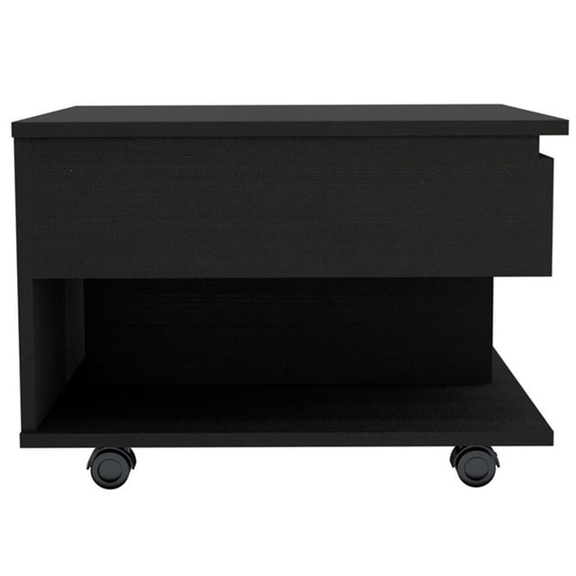 TUHOME Luanda Lift Top Coffee Table with Concealed Storage and Wheels, Black