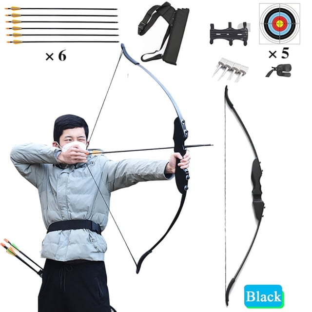 Outdoor Recurve Bow and Arrow Set 40 Pounds Adult Professional Hunting Bow and Arrow Shooting Practice Arrow Set Accessories