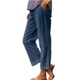 thumbnail image 1 of Dealovy Womens Cotton Linen Pants Plus Size Elastic High Waisted Solid Color Lightweight Summer Trousers, 1 of 6
