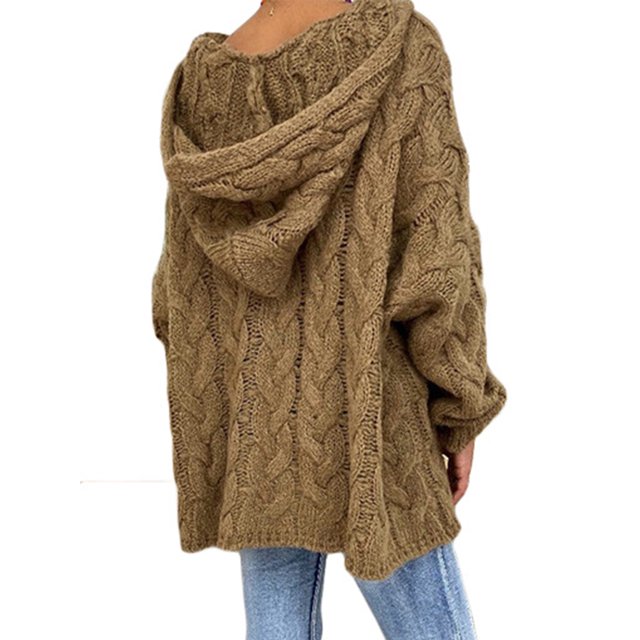 Innerwin Chandail d'Hiver Chaud pour Femmes Chic à Manches Longues Confortable Café TG