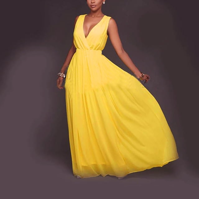 FcBaudy Robe Camis Sans Manches à Col en V, Robes d'Été pour Femmes, Robes pour Femmes Robe d'Été pour Femmes Nouvelle Grande Robe à Col en V de Couleur Unie Grande Robe Robe Femme