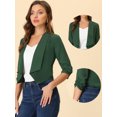 thumbnail image 2 of INSPIRE CHIC Cardigan Léger à Manches 3/4 Froncées et Col Châle Ouvert pour Femmes Vert P, 2 of 4
