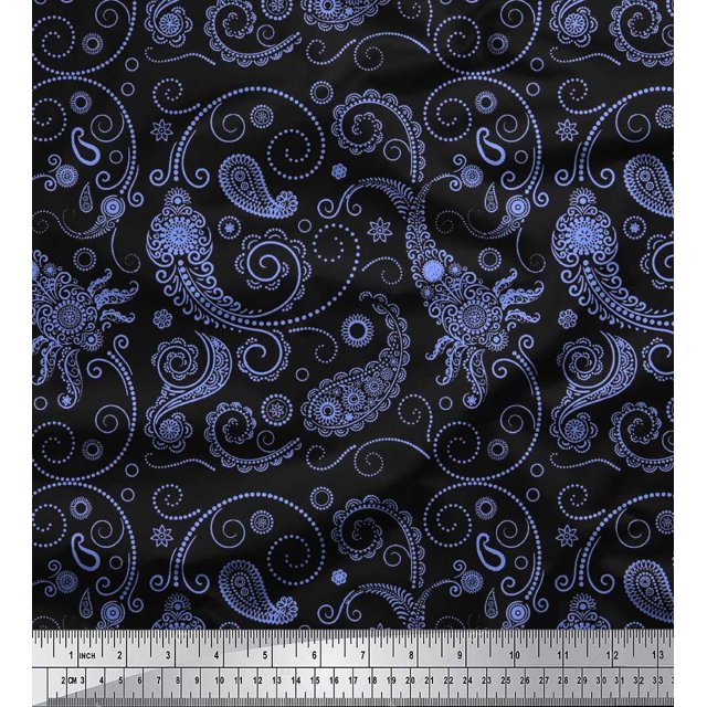 Soimoi Modal Satin Fabric Floral & Paisley Printed Craft Fabric by The Yard 42 Inch Wide