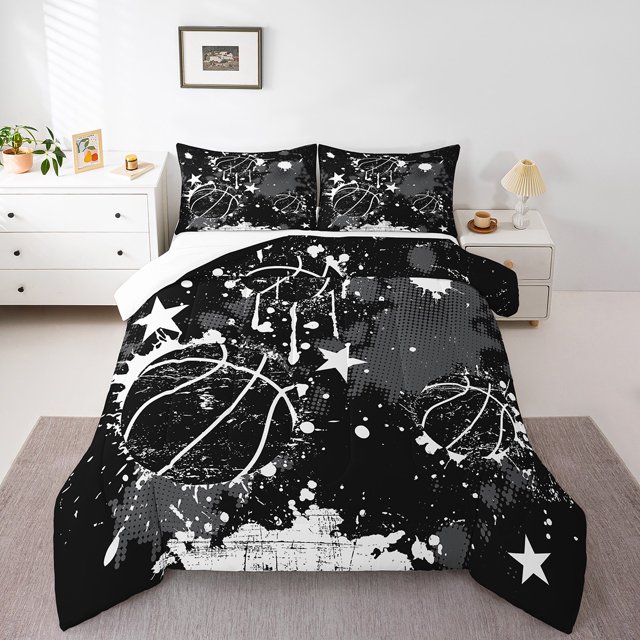 Erosebridal Star Basketball Bedding Twin Comforter Set,Splash Gradient Down Comforter,Ball Gaming Decor,Lightweight,2-Piece