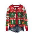 thumbnail image 3 of Wiyuqeen Women's Christmas Knit Cardigans Crewneck Button Down Ribbed Cardigans Long Sleeve Xmas Reindeer Print Jacket Coats, 3 of 5