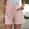 thumbnail image 1 of Jsaierl Shorts for Women Cotton Linen Drawstring Elastic Waisted Straight Wide Leg Lounge Shorts Comfy Solid Color Shorts Plus Size Shorts with Pocket, 1 of 5