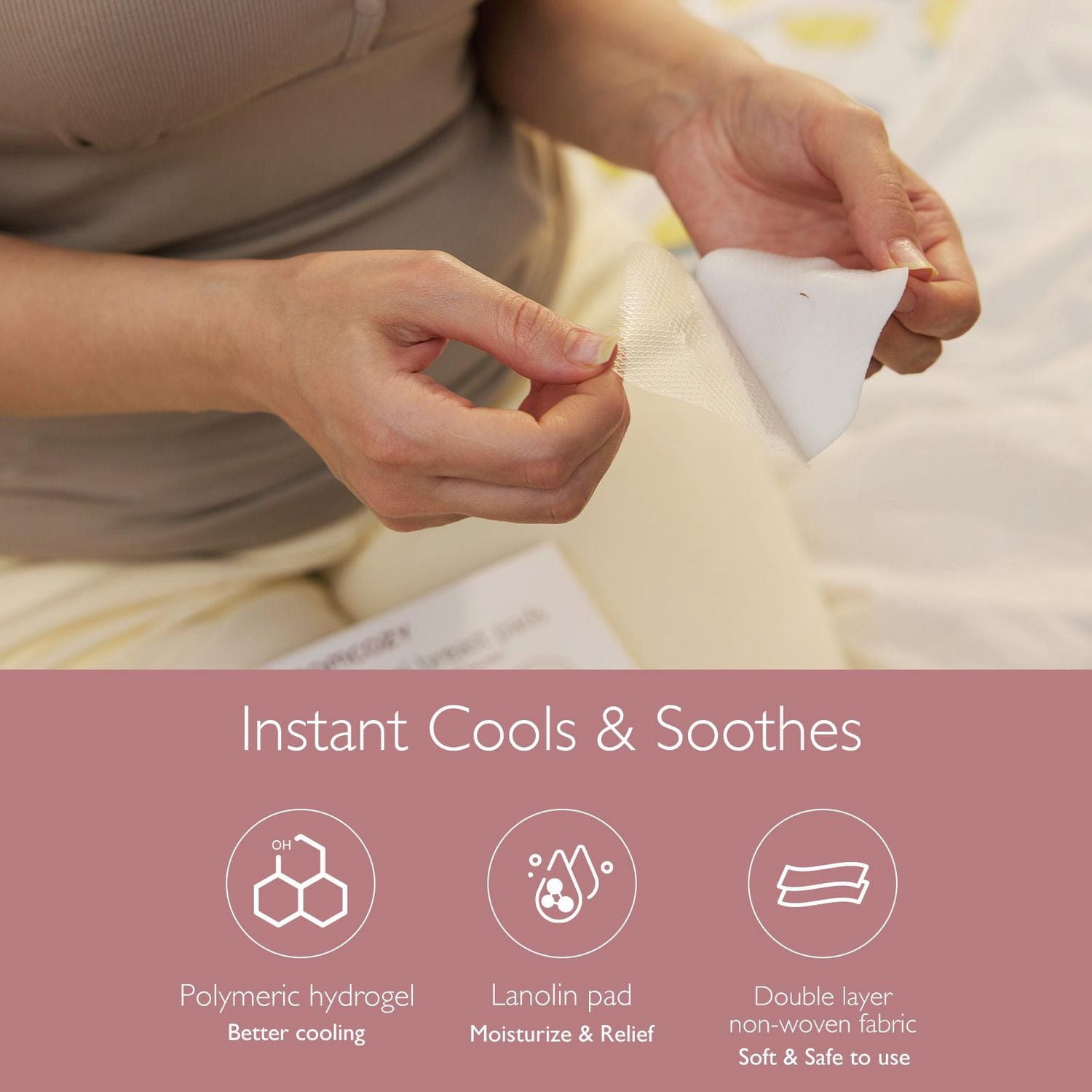 Momcozy Compresses pour Mamelons en Hydrogel avec Lanoline Apaisante, Compresses de Gel pour l'Allaitement Apaisantes Procurant un Soulagement Rafraîchissant Instantané, Essentiels pour l'Allaitement, 6 Compresses