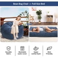 thumbnail image 4 of Bean Bag Chair, Giant Bean Bag Bed for Adults, Convertible Bean Bag Chair Bed from Beanbag to Floor Mattress, Foam Filled Large Couch Sofa Bed with Corduroy Cover, Navy, 4 of 8