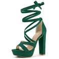 thumbnail image 1 of BLISSFUL STEP Sandales à Talons Hauts Épais à Plateforme à Lacets pour Femmes, 1 of 6