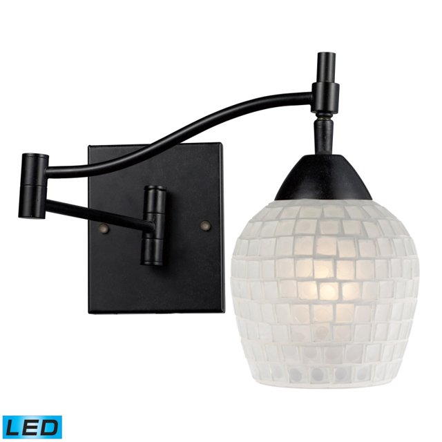 ElkGroup International 10151/1DR-WHT-LED Celina Applique à Bras Oscillant 1 Lumière en Rouille Foncée et Verre Blanc - LED
