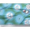 thumbnail image 2 of Soimoi Green polyester Crepe Fabric Gear Parts Hardware Print Fabric by the Yard 52 Inch Wide, 2 of 3