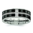 thumbnail image 1 of Bague en Acier Inoxydable Noir Poli Plaqué IP Taille 11.5, 1 of 7