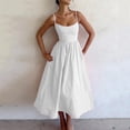 thumbnail image 1 of RBCKVXZ Robe Corset pour Femmes à Bretelles Spaghetti Bustier Robes Midi Unies Fluides Ourlet Plissé Décolleté Plongeant Robe de Soirée Blanc TG, 1 of 6