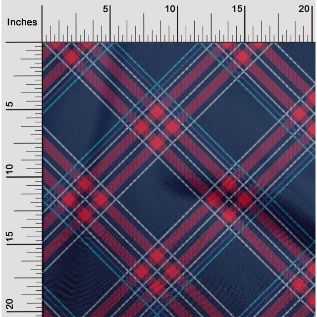 oneOone Georgette Viscose Fabric Tartan Check Printed Craft Fabric BTY 42 Inch Wide