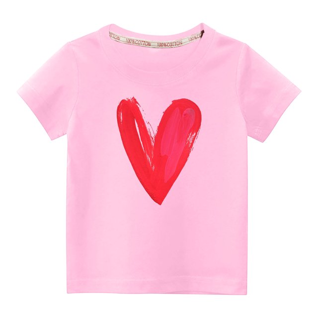 Penkiiy Haut à Manches Courtes Imprimé Col Rond Mignon pour Garçons et Filles 7-8 Ans Rose