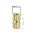 thumbnail image 2 of Unique Bargains M4 x 12mm(L) x 6.4mm(OD) Female Thread Brass Knurled Threaded Insert Embedment Nuts, 100 Pcs, 2 of 3