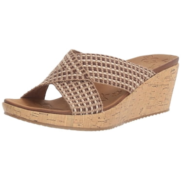 Skechers Cali Sandale Compensée Beverlee Delighted pour Femme, Naturel, 9.5 M US