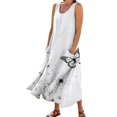 thumbnail image 1 of TJAZFJPA Robes d'Été Petites pour Femmes Mode pour Femmes Col Rond Décontracté Imprimé Pissenlit 3D Sans Poignets Poche Longue Robe Débardeur Robe Décontractée Robe T-Shirt Femmes Robe Satin Noire, 1 of 6