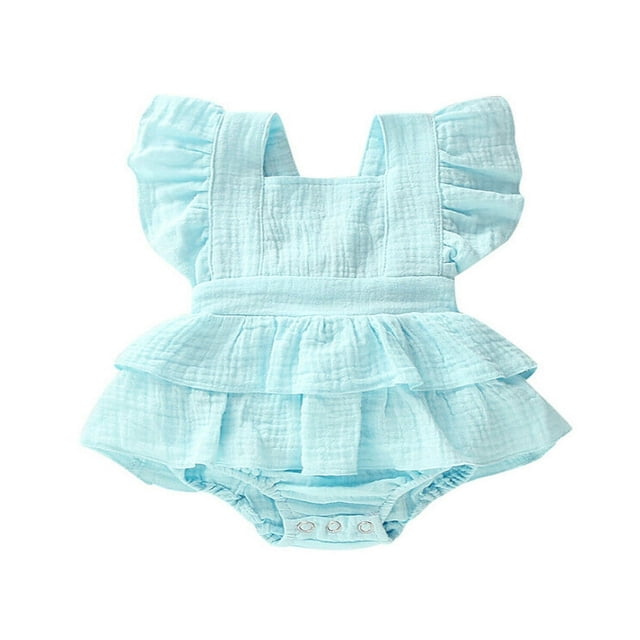 Newborn Infant Baby Girls Sleeveless Ruffle Romper Bodysuit Outfit Set