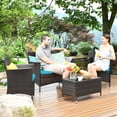 thumbnail image 4 of Costway 4PCS Outdoor Patio PE Rattan Wicker Table Shelf Sofa Furniture Set With Cushion, 4 of 9