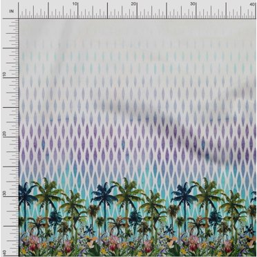 oneOone Viscose Chiffon Fabric Geometric|Tree & Floral Panel Fabric Prints By Yard 42 Inch Wide
