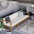 thumbnail image 2 of Modway Upland 3-Piece Solid Teak Wood Patio Sectional Sofa in Natural and White, 2 of 14