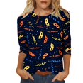 thumbnail image 1 of Outfmvch Chemises Mardi Gras pour Femmes, Manches 3/4 Hauts pour Femmes, Tenue Mardi Gras pour Femmes, Blouses pour Femmes, Hauts d'Entraînement pour Femmes, Tunique Graphique de Carnaval Manches 3/4 Col Rond Blouse Violette TG, 1 of 4