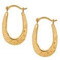 thumbnail image 1 of 10k Yellow Gold Shiny Swirl Design Oval Hoop Earrings, Diameter 20mm, 1 of 1