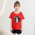 thumbnail image 2 of GDREDA Vêtements Fille Enfant Filles Mignon Mode Imprimé Col Rond Manches Courtes Tee Été Doux Ample T-Shirt Hauts Tee-Shirt Robes pour Fille Rouge, 2-4 Ans, 2 of 5