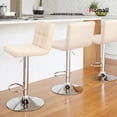 thumbnail image 2 of Homall Bar Stools Set Of 2 Modern PU Leather Height Adjustable Swivel Barstools, Hydraulic Kitchen Counter Square Island BarStool With Back, Khaki, 2 of 6