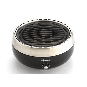 Homping Grill - Ultimate Portable Charcoal BBQ Grill. Produces Less Smoke. Combined with its Electric Fan for air/Heat Control. Tailgating Grill, Black, W 14 x H 7