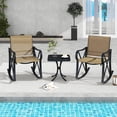 thumbnail image 2 of Gymax 3 Piece Patio Rocking Set 2 Rocking Chairs w/ Tempered Glass Side Table Brown, 2 of 10