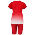 thumbnail image 4 of Innerwin Sweatsuits Solid Color Women Jogger Set Running Short Sleeve Loose Two Piece Outfit Red L, 4 of 5