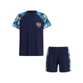 thumbnail image 1 of Aislor Boys Swim Trunks with Tops Set Short Sleeve Swimsuit UPF 50+ Rash Guard Beachwear Bathing Suit Navy Blue& Yellow 9-10, 1 of 5