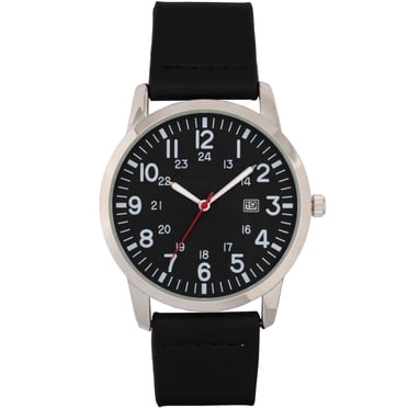 Men’s Classic Analog Watch with Black Leather Strap