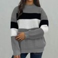 thumbnail image 5 of Timegard Chandails pour Femmes Grande Taille Manches Longues Hauts Col Ras du Cou Chandail à Blocs de Couleur Vêtements d'Automne Hiver, 5 of 5