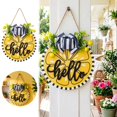 thumbnail image 1 of Tong Hello Summer Front Door Wooden Yellow Seasonal Welcome Sign, 1 of 6