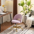 thumbnail image 4 of Ktaxon Office Desk Chair Adjustable Flannel Computer Task Chair Small Rolling Vanity Stool with Wheels for Study Make-up Dressing Room Light Purple, 4 of 7
