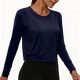 thumbnail image 2 of cfhntfmh Hauts Courts à Manches Longues pour Femmes, Chandails d'Entraînement Athlétiques de Gym, T-Shirt Court à Col Rond, Chandail de Course pour Femmes, 2 of 7