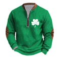 thumbnail image 1 of Penkiiy Haut Imprimé pour la Saint-Patrick pour Hommes Demi-Fermeture à Glissière Manches Longues Col Rond Chemise 5TG Multicolore, 1 of 5