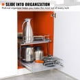 thumbnail image 2 of KFFKFF Dual Layer 16"W x 21"D Sliding Cabinet Arranger, Robust Slide Out Pantry Racks, Steel with Chrome Finish Roll Out Compartments, Glide Out Storage for Kitchen Cabinet, Bathroom, Beneath Sink, 2 of 9