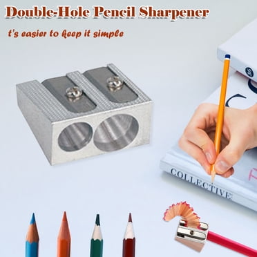 Hxlamzoo Taille-Crayon Portatif en Aluminium Alliage Métallique à Deux Trous Papeterie de Bureau Vraiment Bon Taille-Crayon