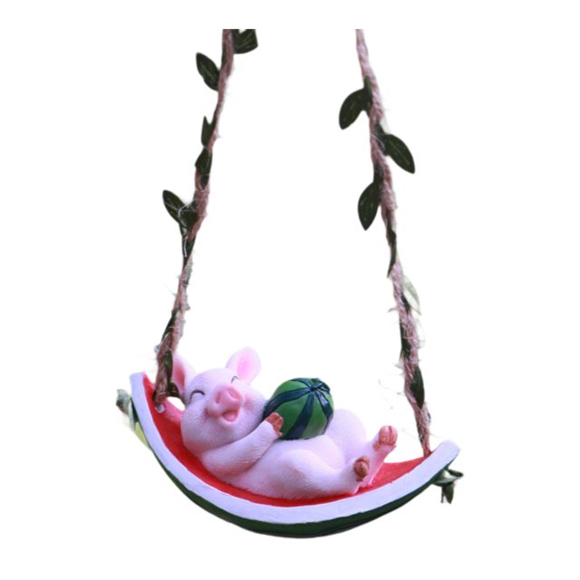 Abbracc Hanging Hammock Swing Animal Statue Animal Sculpture for Car Rearview Mirror Pig