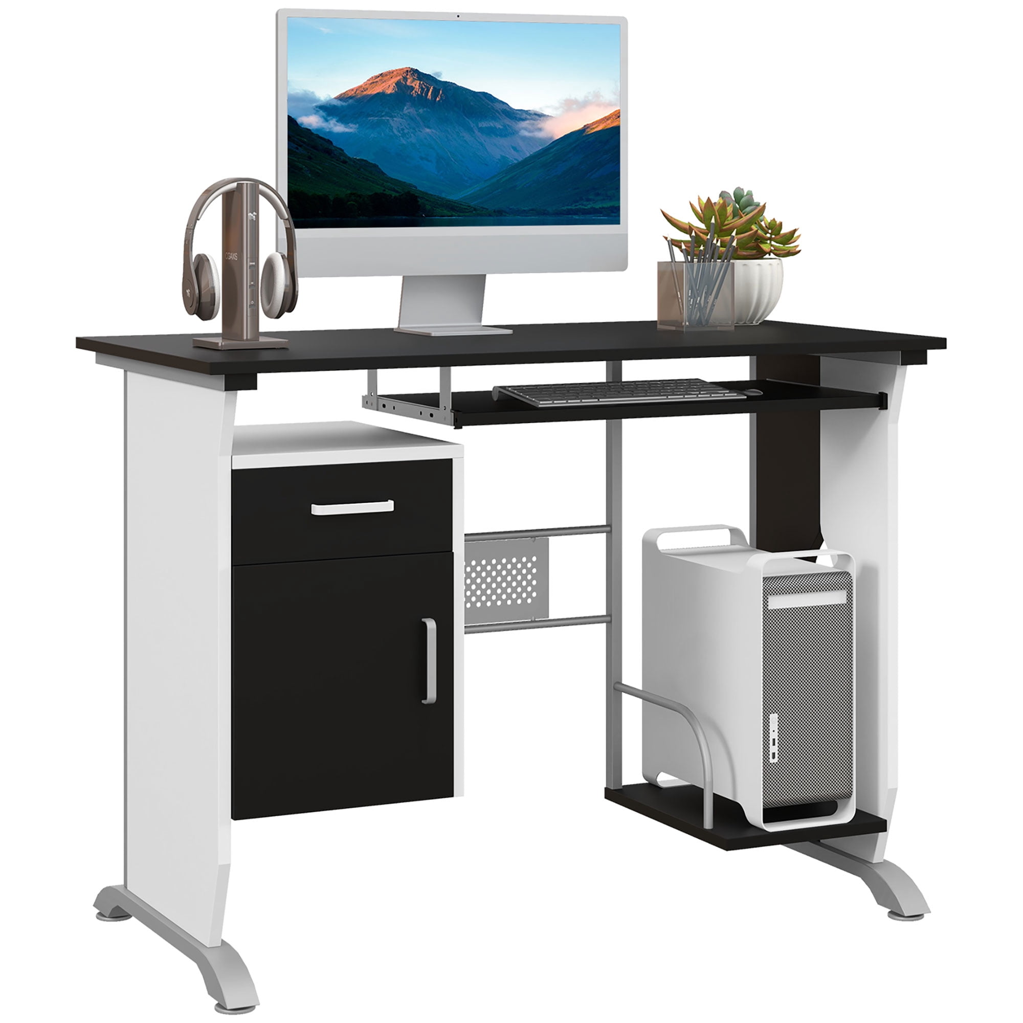 Computer Desk Laptop Table PC Workstation W/ Drawer Keyboard Tray CPU Stand
