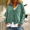 thumbnail image 2 of Cardigan en Tricot Uni à Boutons pour Femme, Veste à Manches Longues, 2 of 9
