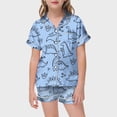 thumbnail image 2 of Pyjama en Satin pour Fille Imprimé Manches Courtes Boutonné Hauts Unis Ensemble T-Shirt Ensemble de Pyjama Mode pour Filles Pyjama pour Garçons Garçons Filles Mode, 2 of 5