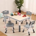 thumbnail image 2 of Kids Table and 4 Chairs Set Height Adjustable Toddler Arts & Crafts Table for Ages 2-10 Easy to Wipe Multi-Activity Kids Table and Chair Set Non-Slip Table Legs for Home, Classroom & Daycare WoodColor, 2 of 9