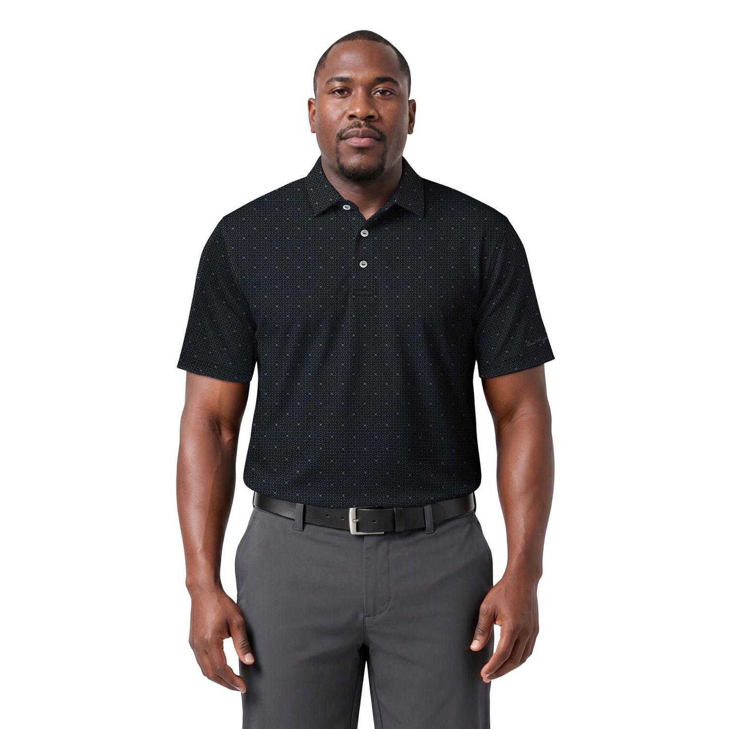 Ben Hogan Performance Men's Gentleman Geometric Golf Print Short Sleeve Polo Shirt